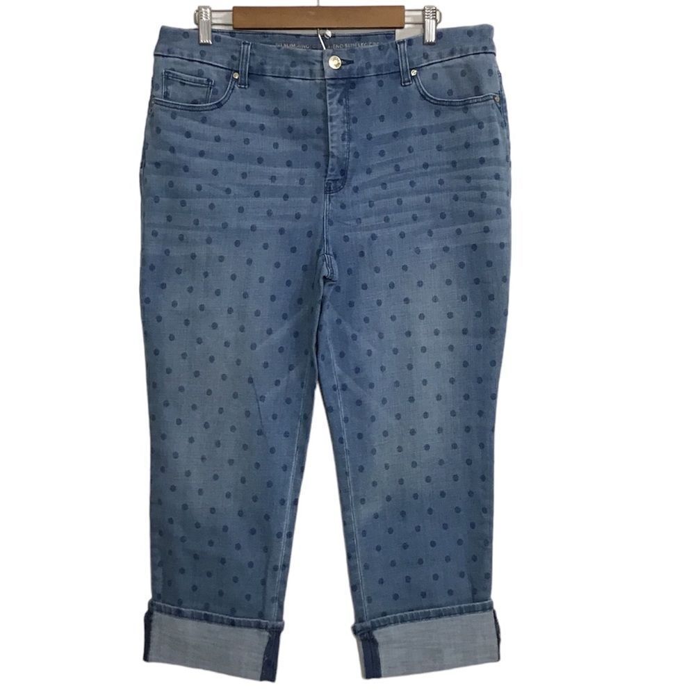 Chico’s So Slimming Dot Girlfriend Cropped Jeans New Size 14